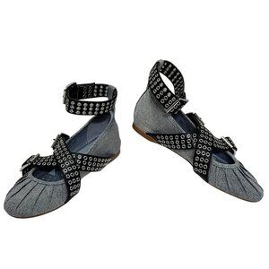 Steve Madden Flats Moto Denim Black 5 Bryar